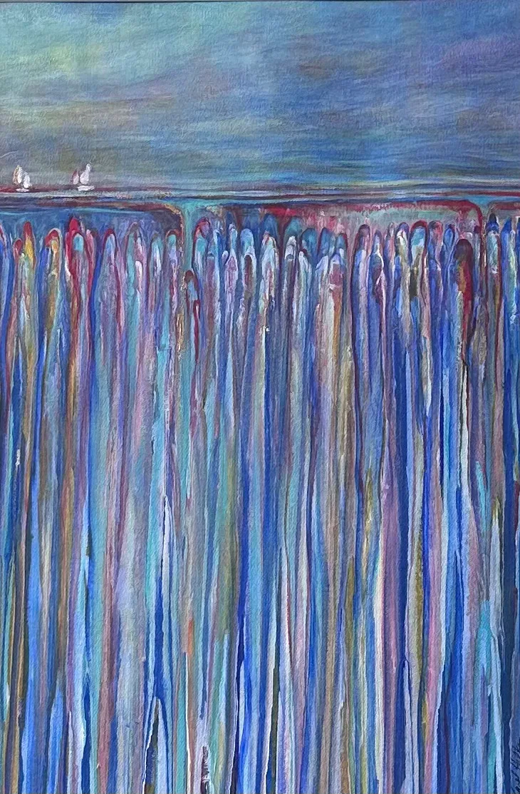 Living on the Edge Acrylic on canvas framed, 27x21, 895.